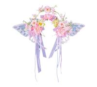 Elegant Imitatiion Florals Headpiece With Flowing Ribbons For Women’s Traditional Costumes And Celebrations Daily Use