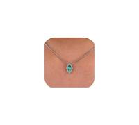 Elegant Imitation Moissanite Diamond Emerald Sterling Silver Vintage Pendant Necklace for Women Lab Simulated Cubic Zirconia Solitaire Pendant Necklaces for Wedding Dress Accessories
