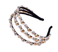 Elegant Imitation Pearls Bridal Headbands 3 Rows Hair Accessory Stylish Hairband For Weddings Parties Photography