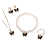 Elegant Imitation Pearls Jewelry Stylish Butterfly Pendant Imitation Beaded Jewelry Set For Little Ladies Girls Earrings