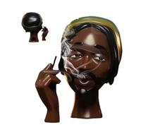 Elegant Incense Burner, Head Incense Burner Black Woman, Resin Zen Head Scents Scented Holder, Cool Stuff for Your Room, Home office Decor, Yoga Spa Meditation(D-20cm)