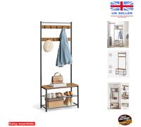 Elegant Industrial Coat Rack with Shoe Bench - 3-in-1 Hallway Organizer