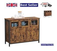 Elegant Industrial Style Sideboard with Glass Doors - Buffet Table Storage