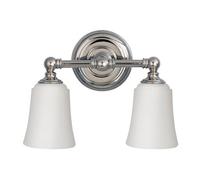 Elegant Ip44 Twin Wall Light With Opaque Glass And Polished Chrome Finish