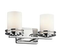 Elegant Ip44 Twin Wall Light With Satin Edged Opal Glass And Polished Chrome Finish