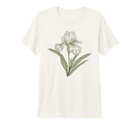 Elegant Iris Flower Botanical Line Art Drawing Premium T-Shirt