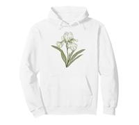 Elegant Iris Flower Botanical Line Art Drawing Pullover Hoodie