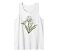 Elegant Iris Flower Botanical Line Art Drawing Tank Top