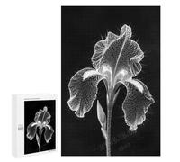 Elegant Iris Flower Puzzle 1000 Pieces - Wooden Jigsaw for Adults, Floral Artwork with Dark Background, Engaging Brain Teaser, Finished Size 30 x 20 Inches