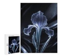 Elegant Iris Flower Puzzle 500 Piece Wooden Jigsaw for Adults - Dark Background Enhances Vibrant Floral Colors, Fun and Challenging Puzzle, Finished Size 21 x 15 Inches