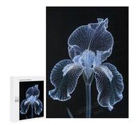 Elegant Iris Flower Puzzle 500 Pieces - Wooden Jigsaw for Adults, Floral Artwork with Dark Background, Engaging Brain Teaser, Finished Size 21 x 15 Inches