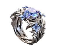 Elegant Iris Ring with Sparkling Colored Crystals, Timeless Iris Floral Rings, Blossoms Wrap Around Ring, Anniversary Engagement Jewelry Gift for Women (6)