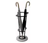 Elegant Iron Umbrella Stand with Marble Base - Stylish Entryway Umbrella Rack for Home, Office, Hotel - Brown Hook Design for Functional Decor