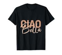 Elegant Italian Ciao Bella Minimalist Beige Script Design T-Shirt