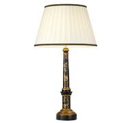 Single Table Lamp Ivory with Black & Gold Trim Shade LED E27 60w Bulb d00460