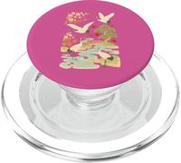 Elegant Japanese Crane and Cherry Blossom.Traditional Nature PopSockets PopGrip for MagSafe