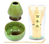 Elegant Japanese Matcha Tea Set - 4Pcs Reusable Matcha Making Kit with 500ml Ceramic Bowl, Bamboo Whisk & Scoop