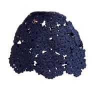 Elegant Japanese Styles Crochet Brimless Hat Breathable Hollowout Flower Pattern Skul for Women Everyday Wear Skull Navy Blue