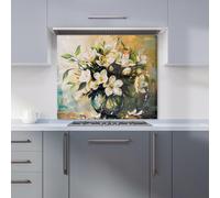 Warren Reed - Designer Elegant Jasmine Bloom Splash Kitchen Splashback in Purple | Size: 600mm x 650mm Warren Reed - Designer Purple 600mm x 650mm