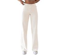 Elegant Jeans Women's High Waist Denim Trousers Plain Straight Leg Jeans Stretch Long Trousers Wide Leg Denim Pants Vintage Baggy Comfortable Casual Trousers Y2K Style Harajuku E-Girl Jeans, White, XL