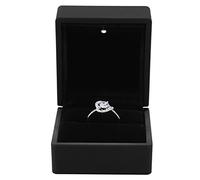 Elegant Jewelry Display LED Lighted Engagement Ring Box with Plush Interior and Sturdy Rubber Cover for Rings, Pendants, Bracelets, and Necklaces (Ring Box)