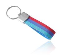 Elegant Key Ring with Ring, 1 Piece, Nylon Braided Belt with Three Colour Sports Logo, Strong and Durable, Split Ring Closure, Ideal as a Gift, Lightweight and Very Durable