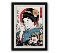 Elegant Kimono Portrait Japandi Framed Wall Art Print A4 (29.7×21cm) Black, Wall Decor for Living Room, Bedroom, Office & Home, Ready to Hang, Art Gift