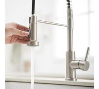Elegant Kitchen Faucet for Effortless Ease Brushed Nickel Design Pull Down Sprayer for Versatile Cleaning