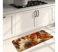 Elegant Kitchen Mats for Floor, Autumn Leaves Swirl Design Soft Mats, Cushioned Comfort Washable Non Slip Area Rugs for Kitchen Sinks Laundry Room Bathroom 16x47 Inch