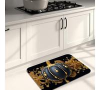 Elegant Kitchen Mats for Floor, Black and Gold Floral Baroque Soft Mats, Cushioned Comfort Washable Non Slip Decor Rugs for Kitchen Sinks Laundryroom Bathroom 16x24 Inch