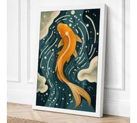 Elegant Koi in Motion Modern Canvas Wall Art Print 18x12 Inch (46 x 30 cm)
