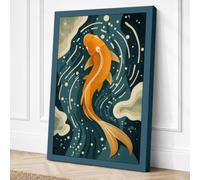 Elegant Koi in Motion Modern Canvas Wall Art Print 18x12 Inch (46 x 30 cm)
