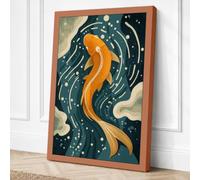 Elegant Koi in Motion Modern Canvas Wall Art Print 18x12 Inch (46 x 30 cm)