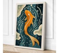 Elegant Koi in Motion Modern Canvas Wall Art Print 18x12 Inch (46 x 30 cm)