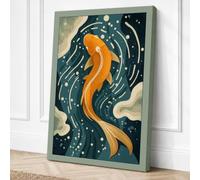 Elegant Koi in Motion Modern Canvas Wall Art Print 18x12 Inch (46 x 30 cm)