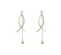 Elegant Korean Fashion Temperament Wild Geometric Round Copper Earrings Alloy Zircon Drop Earrings For Women Jewelry New