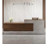 Elegant L-Shaped Reception Desk for Supermarkets Mini Markets Hair Salons & Offices - Modern Brown Reception Counter Furniture (L-260 cm)
