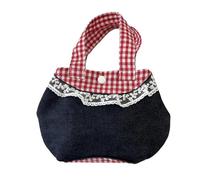 Elegant Lace Accent Top Handle Bag Vintage Inspired Checkered Designs Handbag Roomy Compartment Everyday Essential Korean Inspired Ladies Handbag