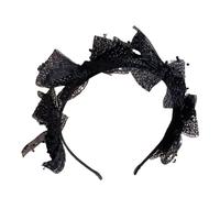 Elegant Lace Bows Headband For Women Fashion Beads Hairpieces Hair Accessory For Evening Wear Party And Cosplay