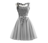 Elegant Lace Bridesmaid Dress Short Evening Dress for Women Comfortable Fit for Weddings Parties and Special Occasions Grey XXL