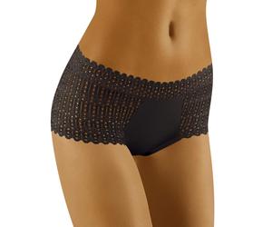 Elegant Lace Hipsters for Women - Comfortable Black Shorts with Sheer Fabric, Size Large
