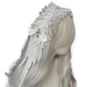 Elegant Lace Trim Headband With Angelic Wing Anime Hairhoop Hair Decoration For Special Occasion Masquerade Headpiece