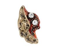 Elegant Ladies Brooch for Women Imitation Crystal Fashionable Lady Wearing a Red Hat Lapel Pin Breastpin Sorority Sisterhood Dress Accessories Jewelry Delicate Souvenir for Best Friends Mother