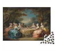 Elegant Ladies Dining-Baroque Garden Gathering Year in Pictures 1000 Piece with Clean Edges Jigsaw Puzzles As Dementia Friendly Activities for Concentration Games 70x50cm/1000pcs