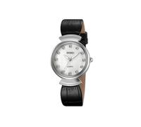 Elegant Ladies Watch Classy Design Beautiful Silver MOP Face Black Strap