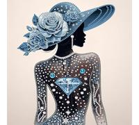 Elegant Lady Special Shape Diamond Art Painting Kit,5D DIY Rhinestone Art for Adults Beginners,30x30cm Home Modern Wall Home Decor Gift for Birthday Anniversary Valentine's Day