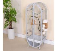 Elegant Large Bird Cage with Support Legs，39.4in Large Metal Bird Cage,Deluxe Double-Door Cage (Accessories Included)，Suitable for Cockatiels, Lovebirds, and African Grey Parrots (Black) Light gray