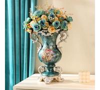 Elegant Large Flower Vase Table Centerpiece for Bedroom Decorations, European Retro Resin Flowers Chinese Vases for Kitchen Dining Living Room Home Decor