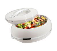 Elegant Large Oval Insulated Casserole Carrier Dish- One Hand Open Lid- 3.15 qt. Luxury Hot Pot Food Warmer/Cooler -Thermal Serving Bowl For Buffet/Parties-Stainless Steel Hot Food Container - silver