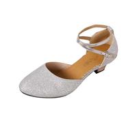 Elegant Latin dance shoes with sparkling details, comfortable padding for a secure hold with every step, silver, 2/2.5 UK